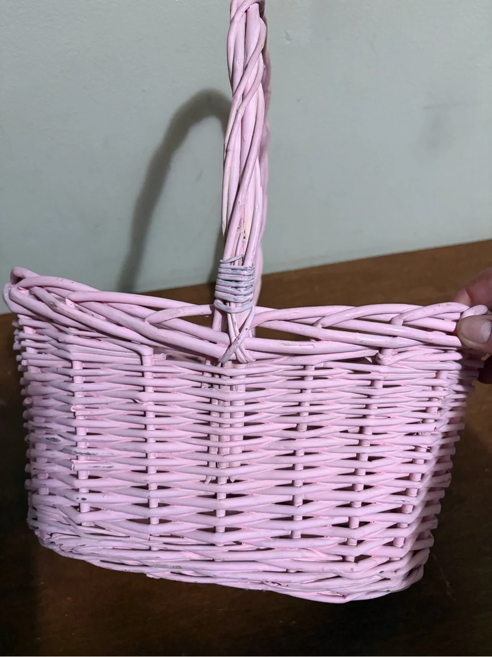 Pink Woven Handle Basket for Home Decor